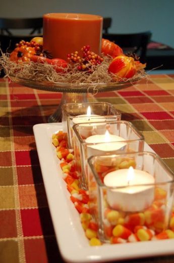 Candy Corn Spanish Moss Candles