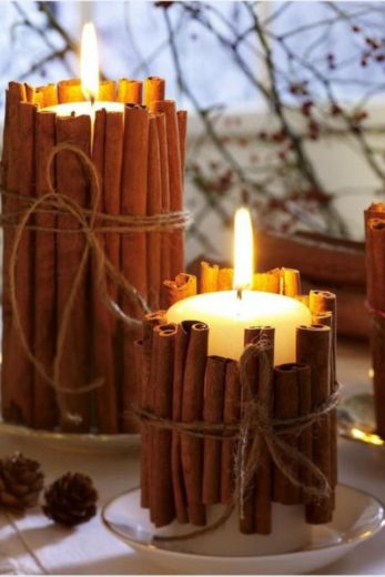 DIY Cinnamon Candles Fall Centerpieces