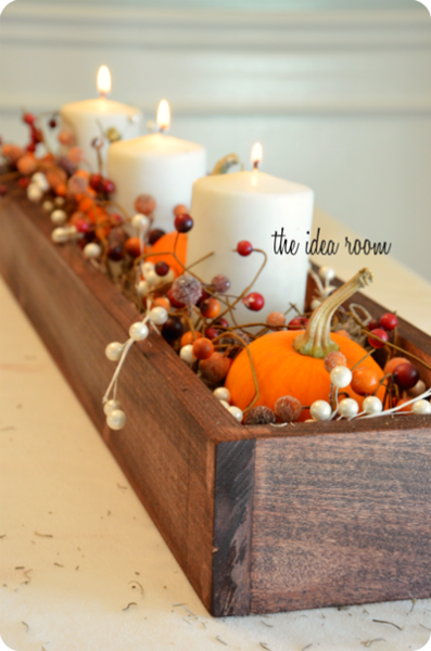 Pumpkin Wooden Box Centerpiece