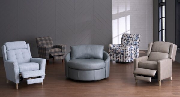 fabric and leather la-z-boy chairs